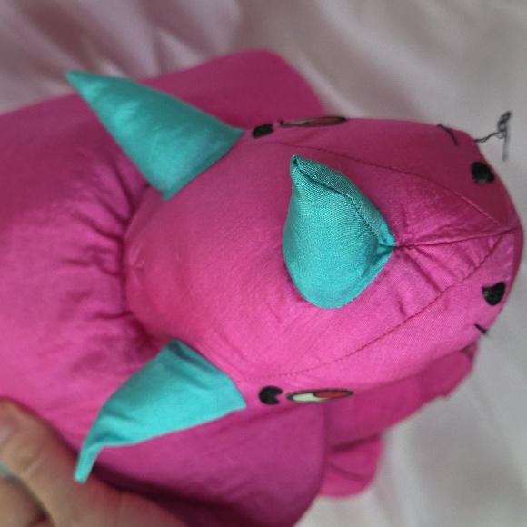 Hot Pink dinosaur nylon plush vintage 1990s international silver Loose Thread - Picture 8 of 17